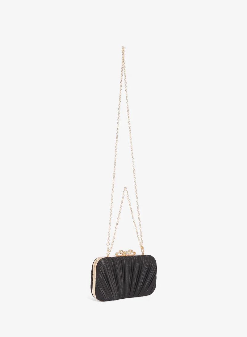 Ella Limited Edition Textured Clutch With Gold Accent Bow Detail
